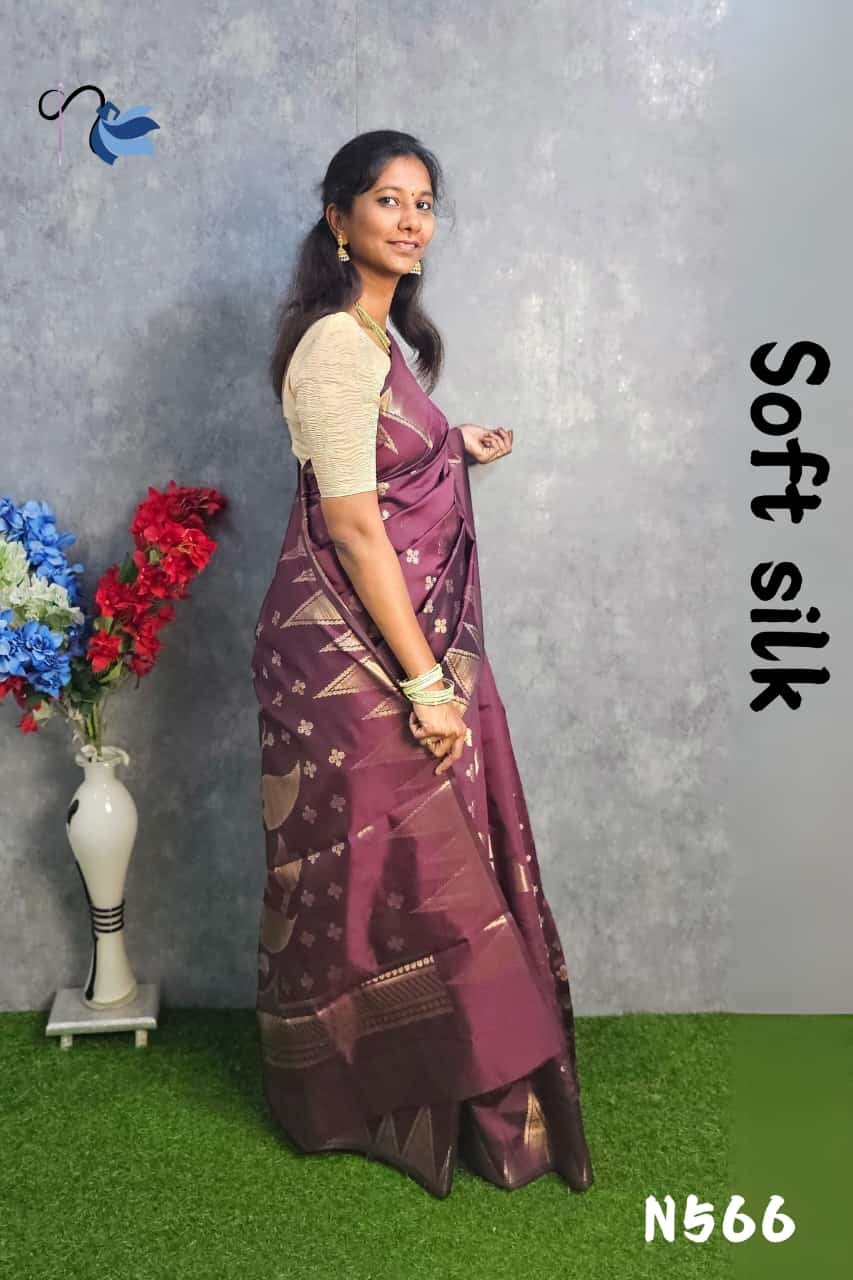 Indulge in the timeless beauty of a Banarasi soft silk saree.
